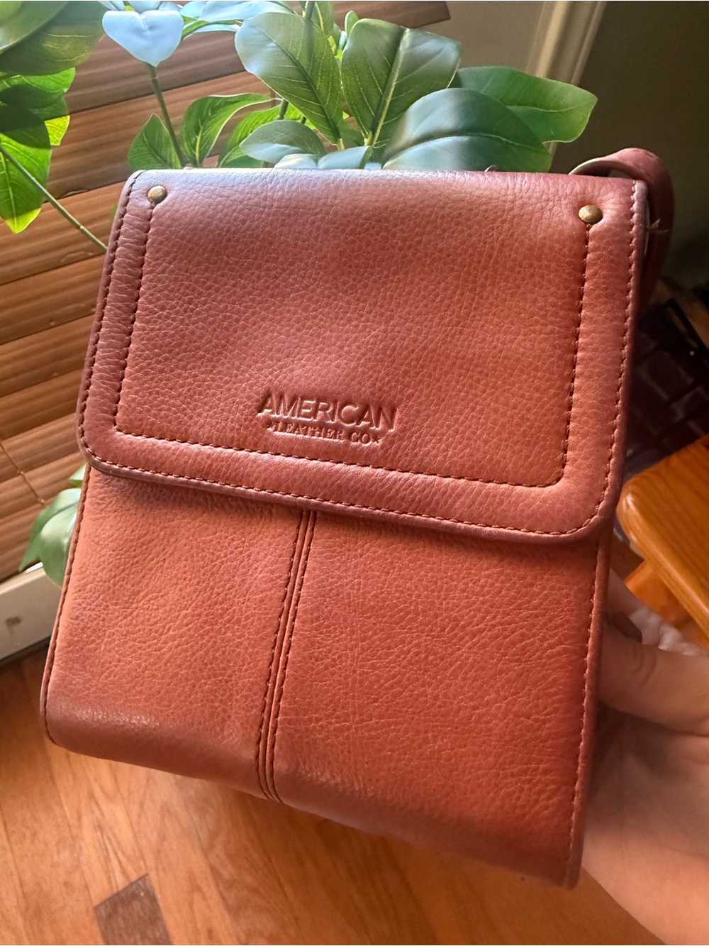 American Leather Co. Chestnut Leather Crossbody Bag